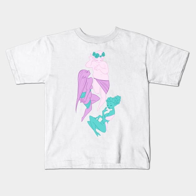 Three Graces Kids T-Shirt by LucyDoesArt